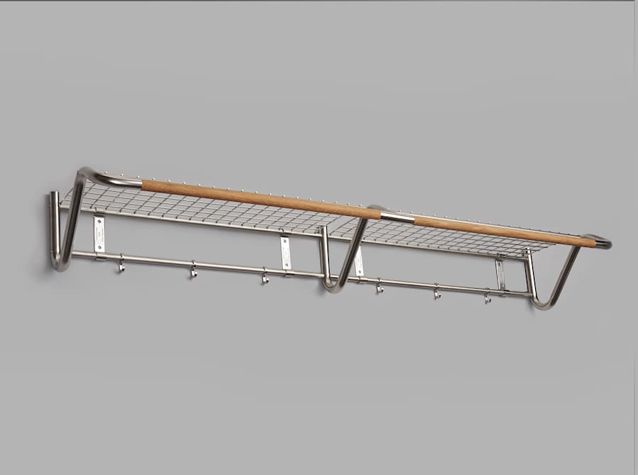 Funk Wandgarderobe mit Hutablage edelstahl-eiche 2