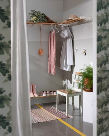 Nostalgi Wandgarderobe mit Hutablage und Schuhregal 10