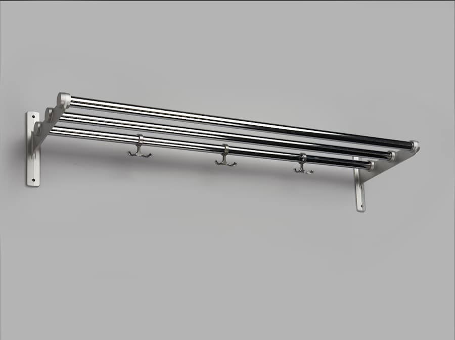 Nostalgi hatte-/skohylle krom-aluminium 18