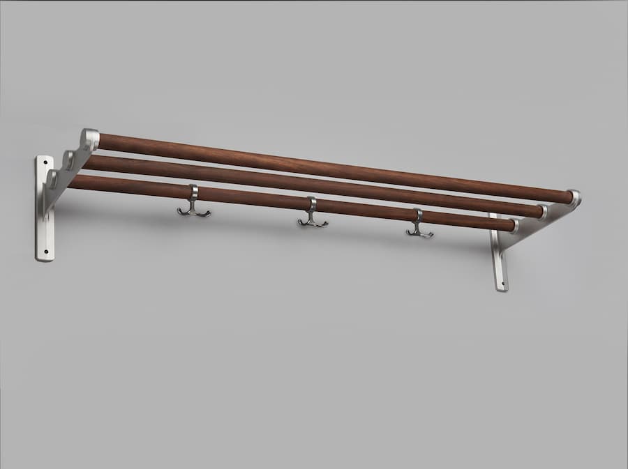 Nostalgi hatte-/skohylle valnott-aluminium 29