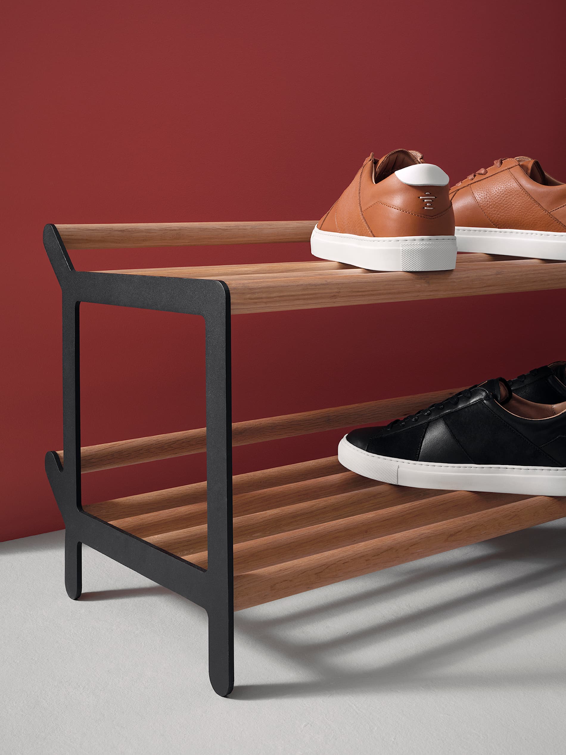 Tamburin Shoe Rack 100cm Black Stained Oak / Black - Essem Design @  RoyalDesign