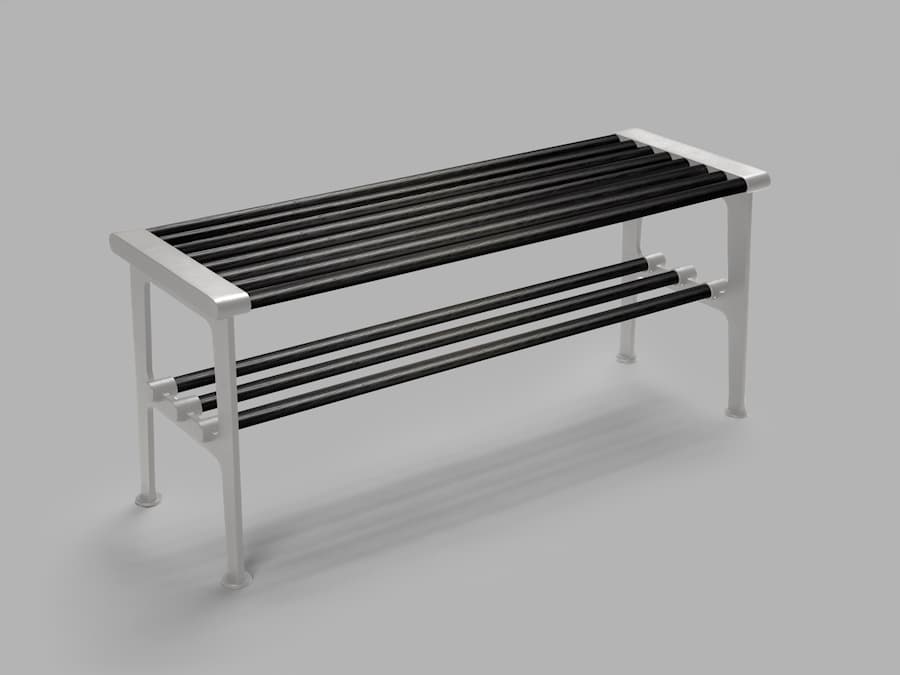 Nostalgi bänk svartbetsad-ek-aluminium 26