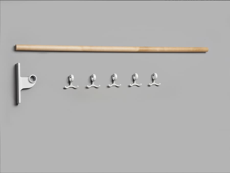 Essem Design Hook Strip 2 Hook Strip Birch 30 Cm, White/Chrome